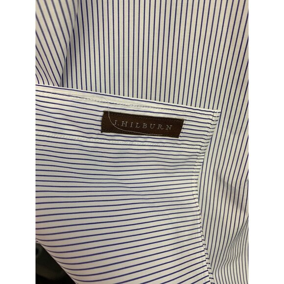 Mens J. Crew Slim Fit Blue & White Striped Dress Shirt Size M - Picture 9 of 9